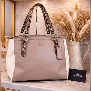 Coach Minetta‎ toupe bag White exotic leather hand shoulder purse